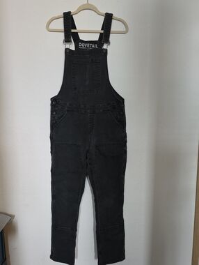 Dovetail Workwear FRESHLEY INSULATED Fleece Lined Black Denim Overalls